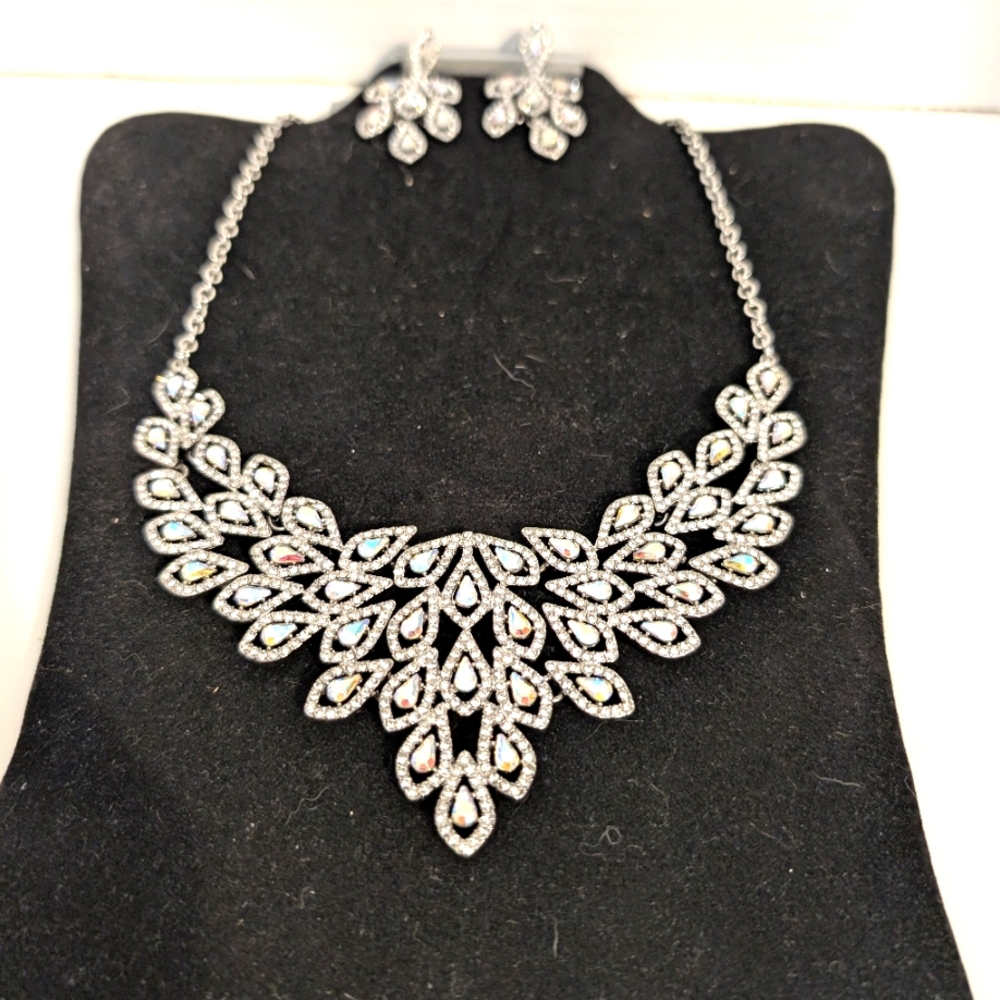 INC International Concepts Rhinestone Necklace and Matching Dangling Earring Set